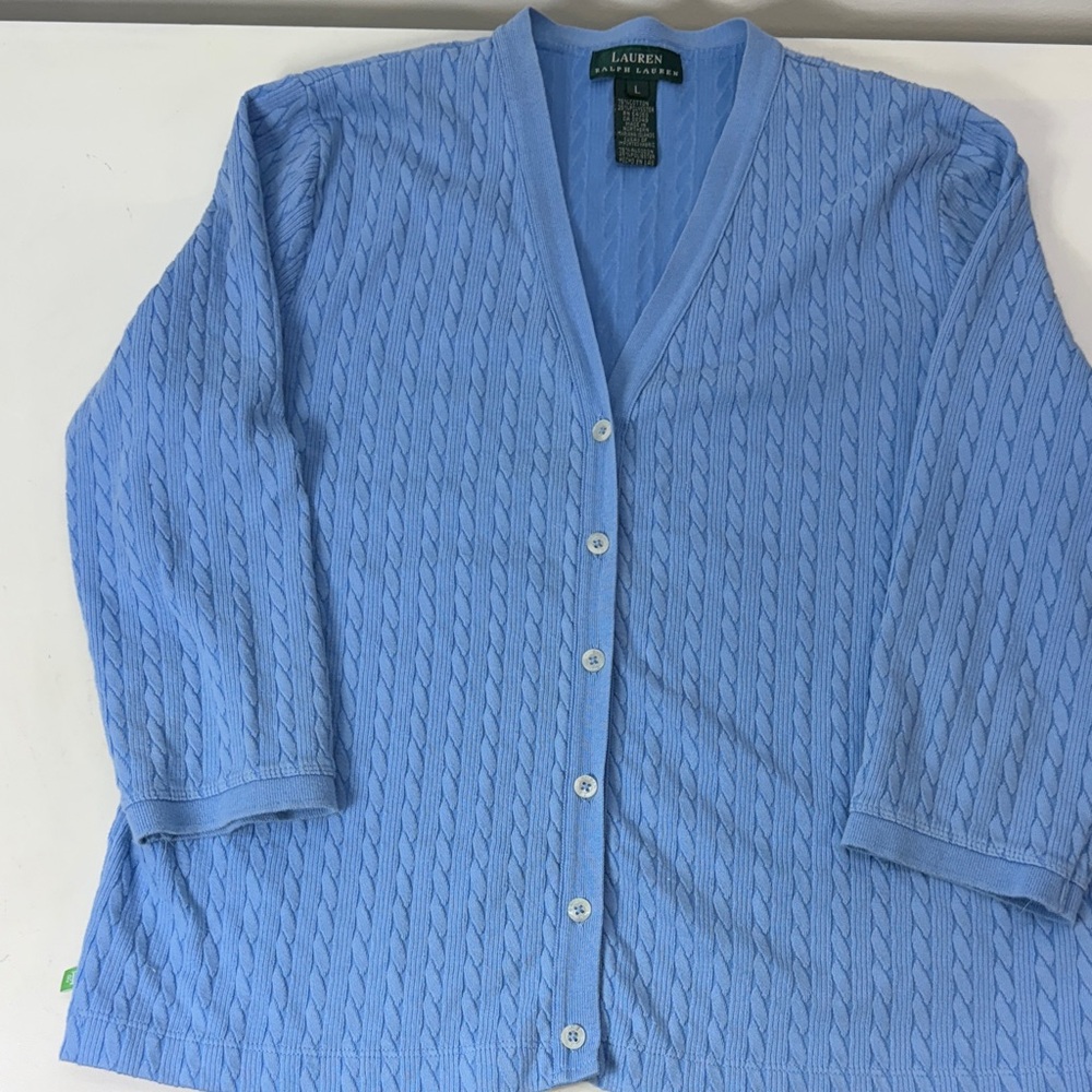 Lauren Ralph Lauren Light Blue Knit Cardigan